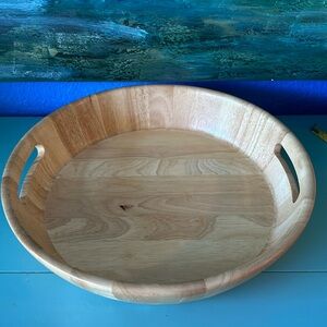 # Round Wood Tray /Bowl with Handles